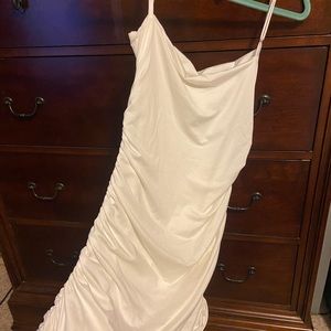 Ruched white mini bodycon dress women’s size Large